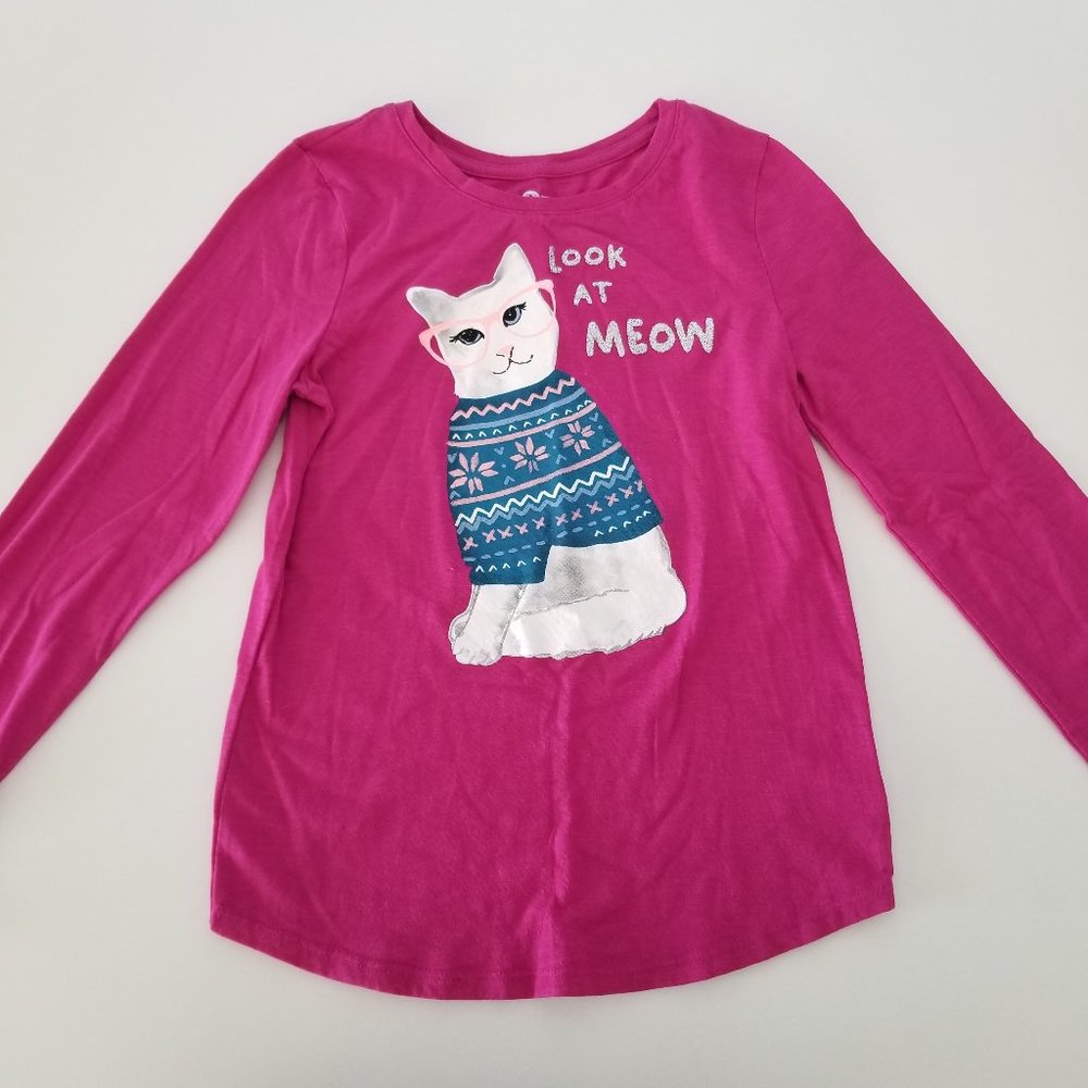 💥 3/$15 - Girl's Cat Long Sleeve Shirt Size 10